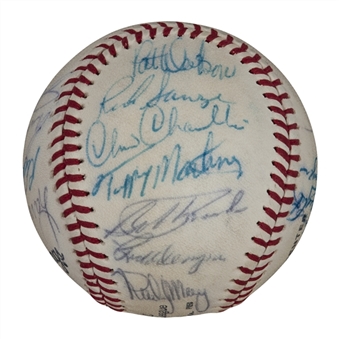 1975 New York Yankees Team Signed New York-Penna League Baseball With 20 Signatures Including Munson and Hunter (PSA/DNA)